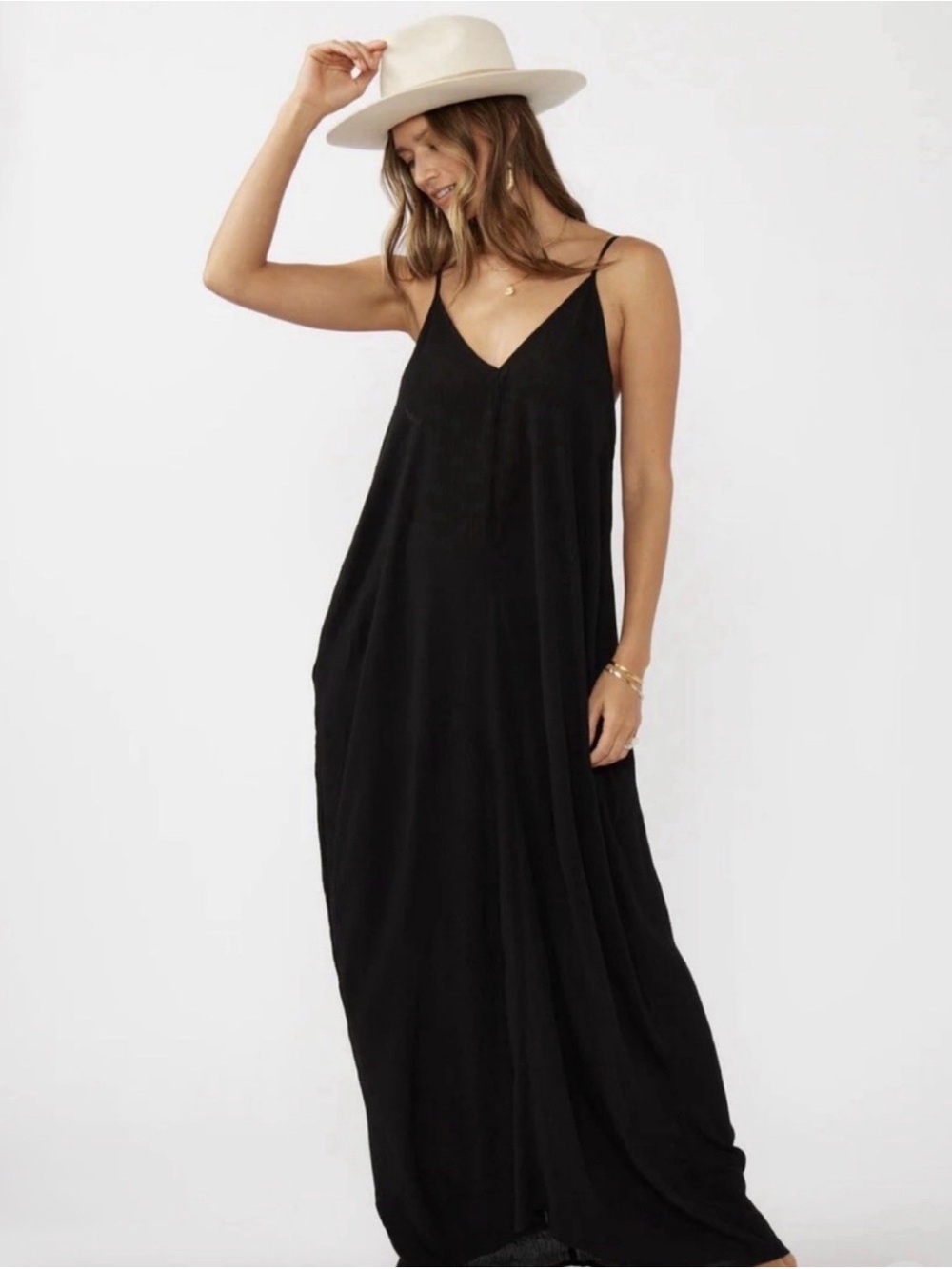 ✨🖤 LOVESTITCH Black Cocoon Maxi Dress | S/M | Flowy Boho 🖤✨